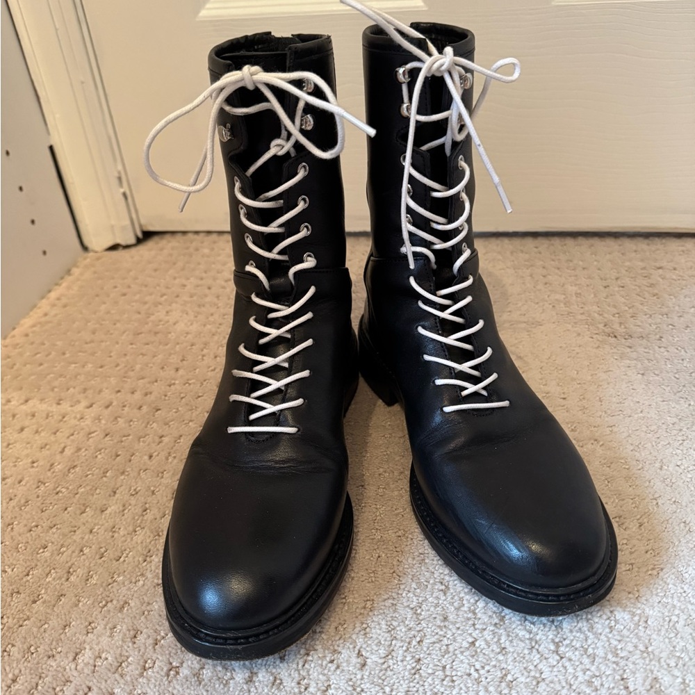 All Saints Black Leather Combat Boots